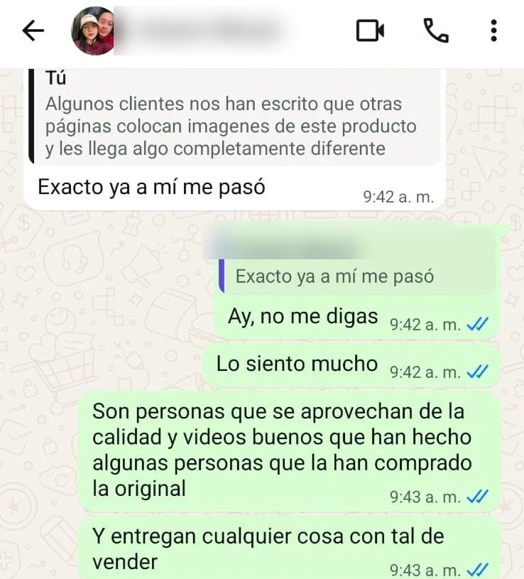 Conversación real de WhatsApp con una clienta