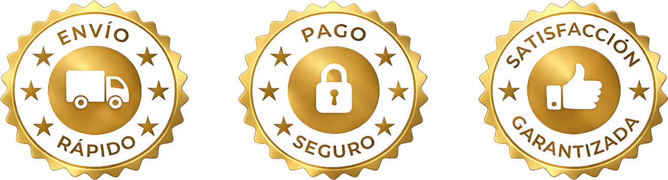 Sellos de envío rápido, pago seguro y satisfacción garantizada